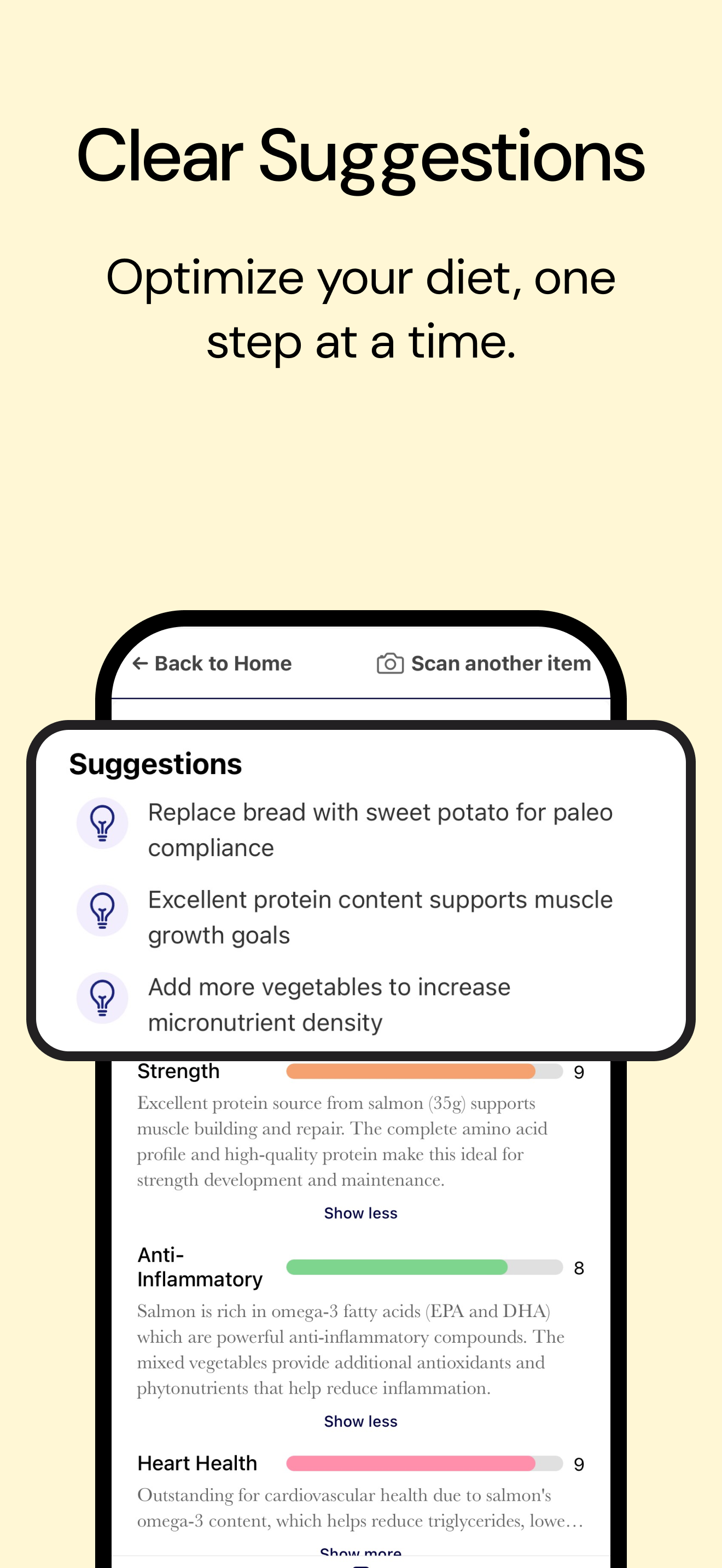 Clear Nutrition mobile experience 2